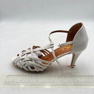 FSJ White Cute Strappy Peep Toe D'Orsay T-Strap Ankle Buckle High Heel Shoes